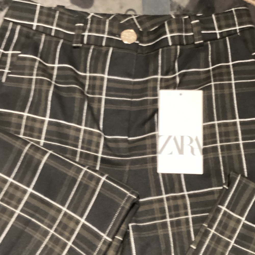Zara Dark Checkered Trousers
